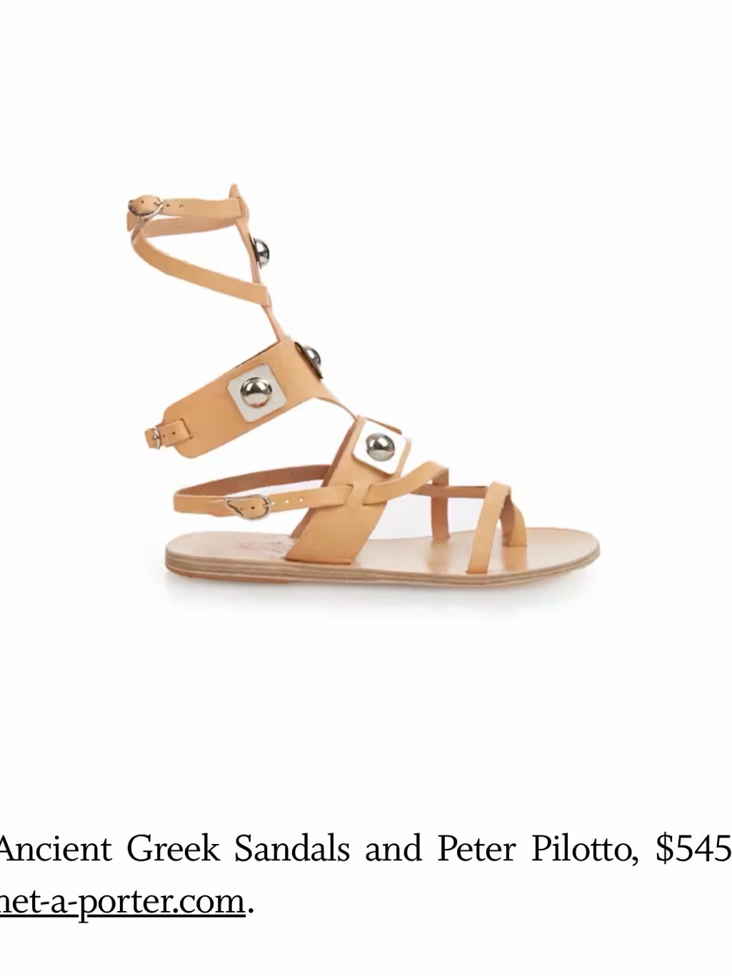 Ancient Greek Sandals Tan Leather Gladiator Stud Sandals